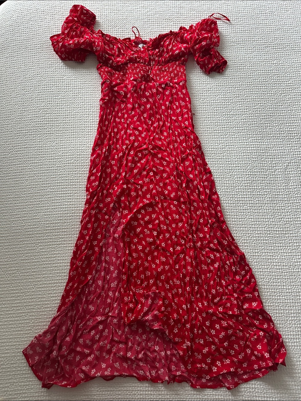 & Other Stories Red One-Shoulder Floral Maxi Dress
